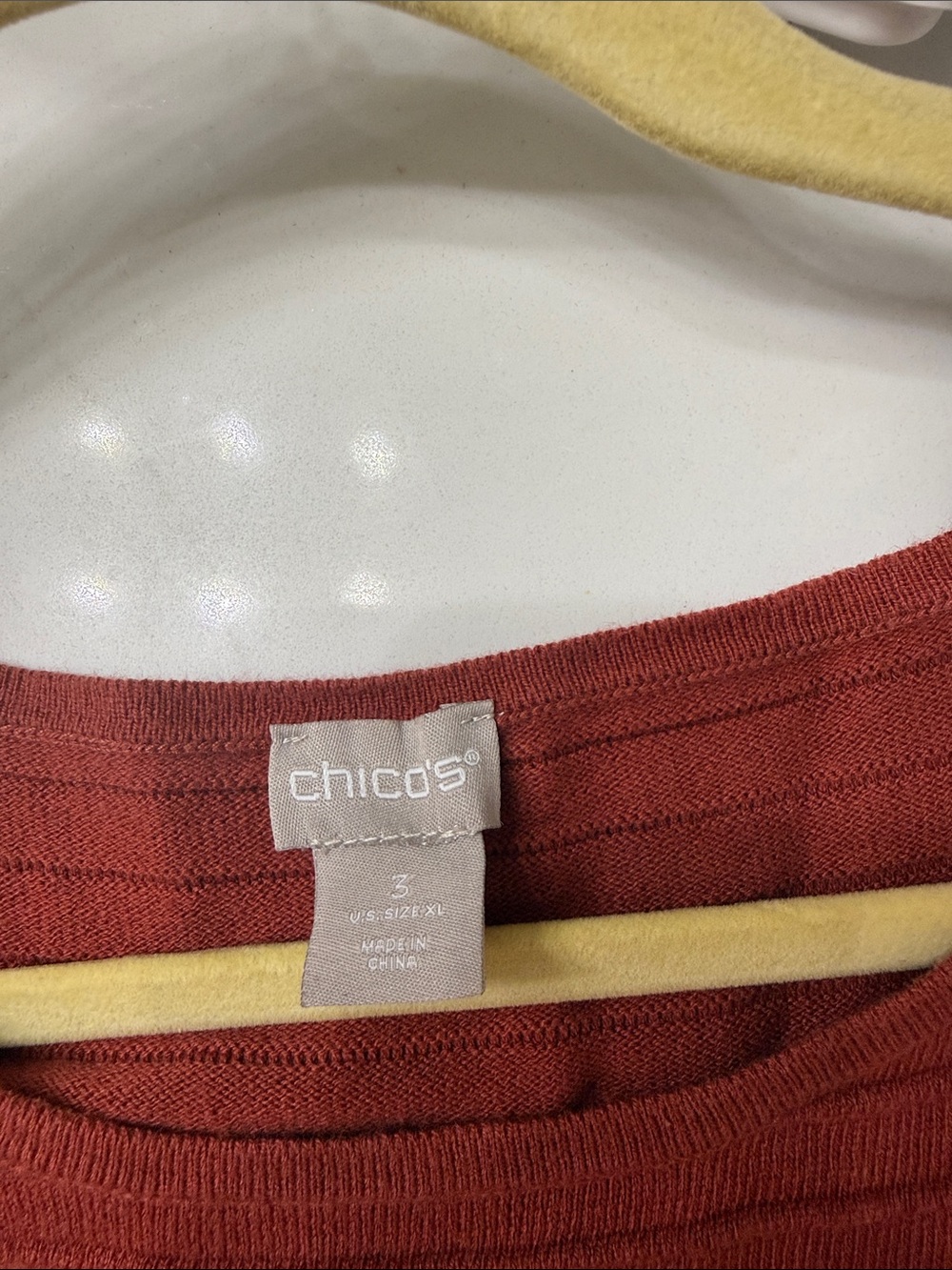 Chico's Brick Red Ribbed Tunic Top - Picture 3 of 3